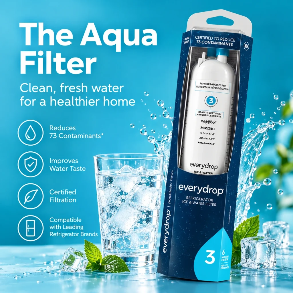 everydrop aqua Filter 3 EDR3RXD1 for clean, fresh refrigerator water