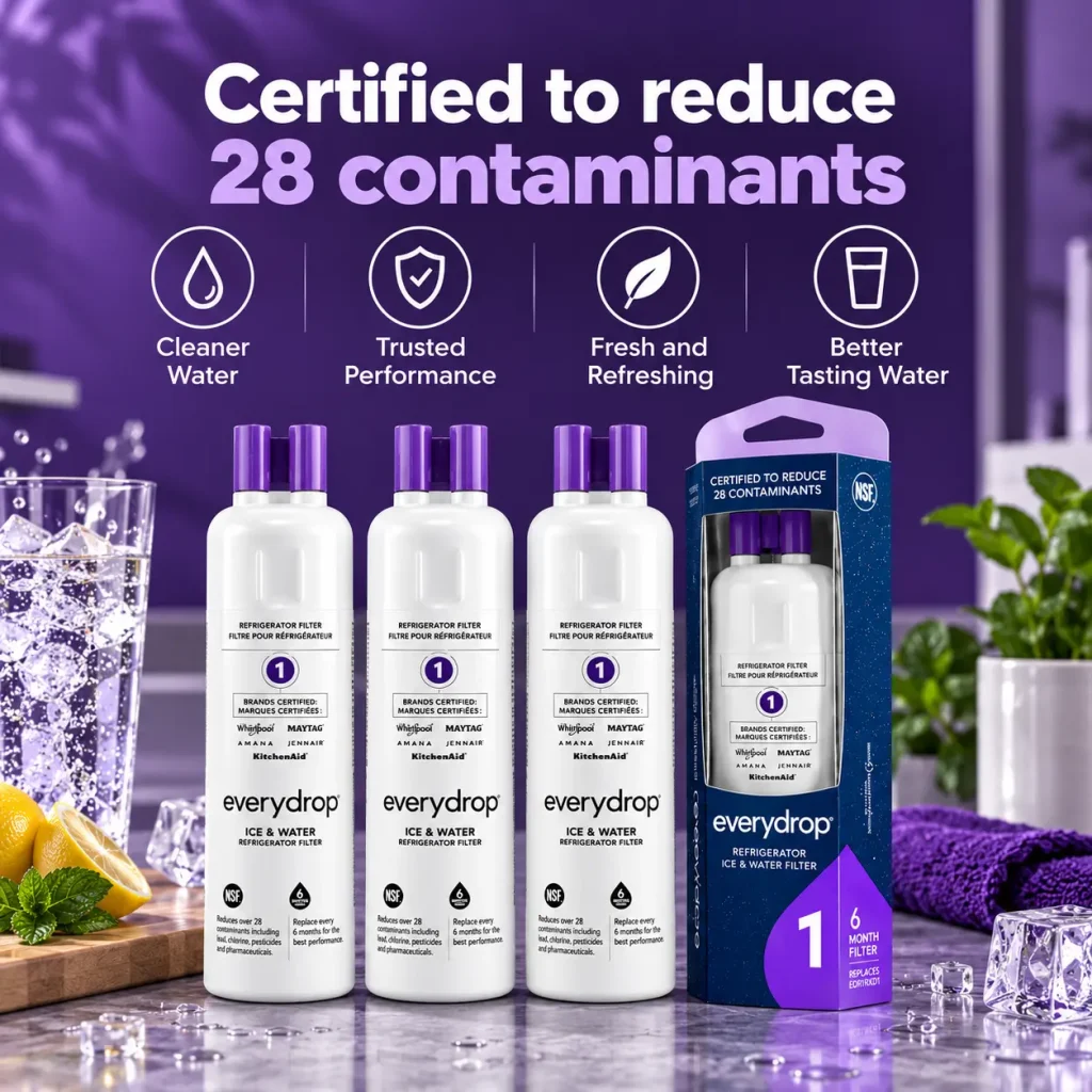 everydrop EDR1RXD1 refrigerator water filter reduces 28 contaminants